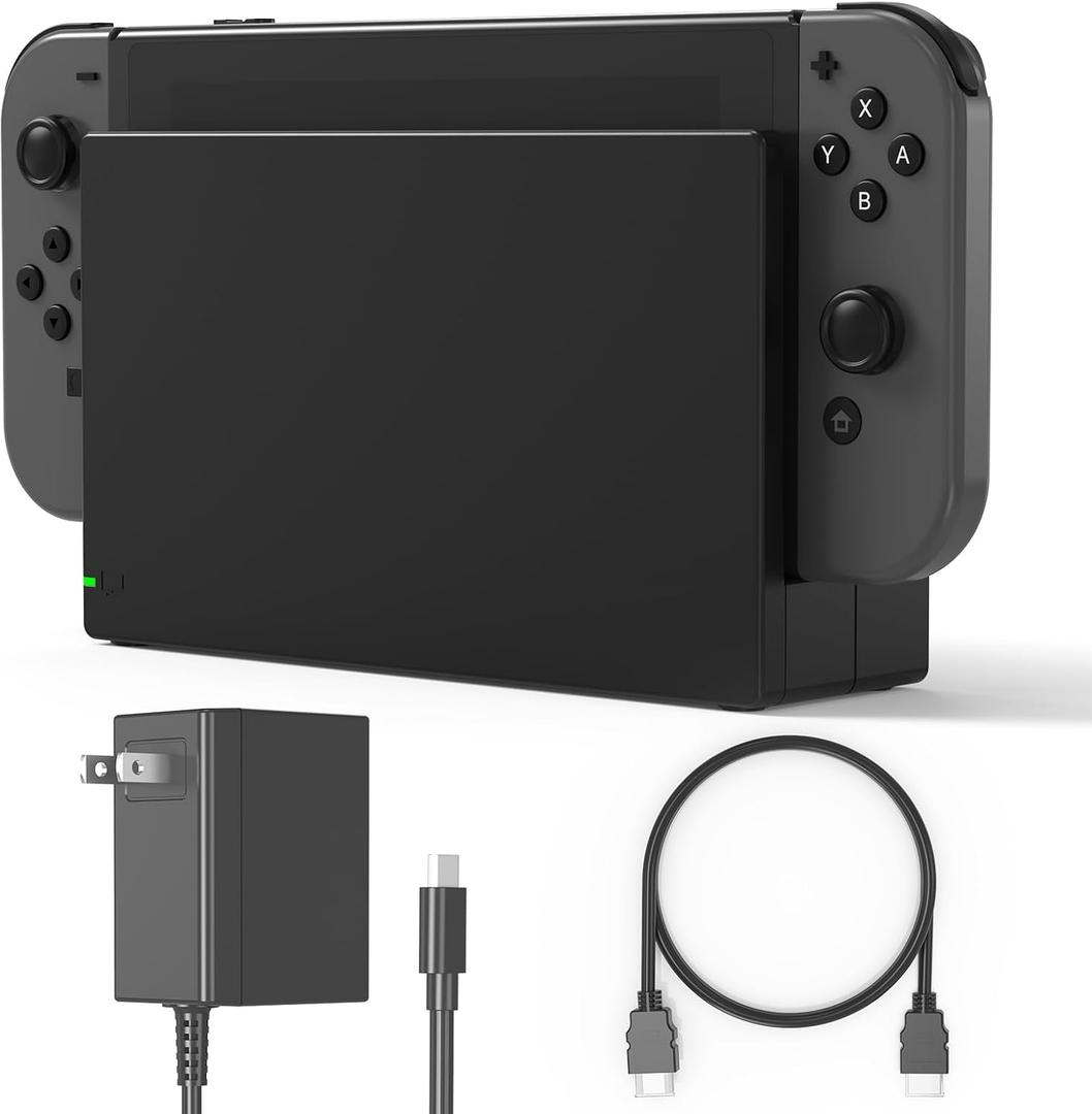 TV Dock Station for Switch/Switch OLED Replacement 3-in-1 Includes Original IC Module, AC Charger & High-Speed HDMI Cable, Supports 1080P HD Output & Console Charging (Not Compatible with Switch 2)