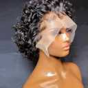INSTASTYLE Short Curly Pixie Cut Lace Front Wigs 6 inch, 13X1 Human Hair HD Lace Front Wigs Plucked for Black Women 6 Inch, Natural Black