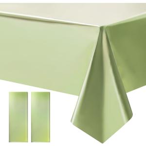 Just Shimmer 2 pcs Lime Light Green Tablecloth Plastic -Stunning Metallic Matte Finish, 40" x 108" Christmas Table Cloth, Perfect for Jungle Safari Birthday Party Wedding Baby Shower Decorations