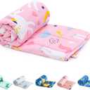 Sivio Weighted Blanket - 100% Cotton Weighted Blanket 7 lbs 41 x 60 inches, Washable Breathable Soft Heavy Blanket for Home and School Nap, Pink Unicorn