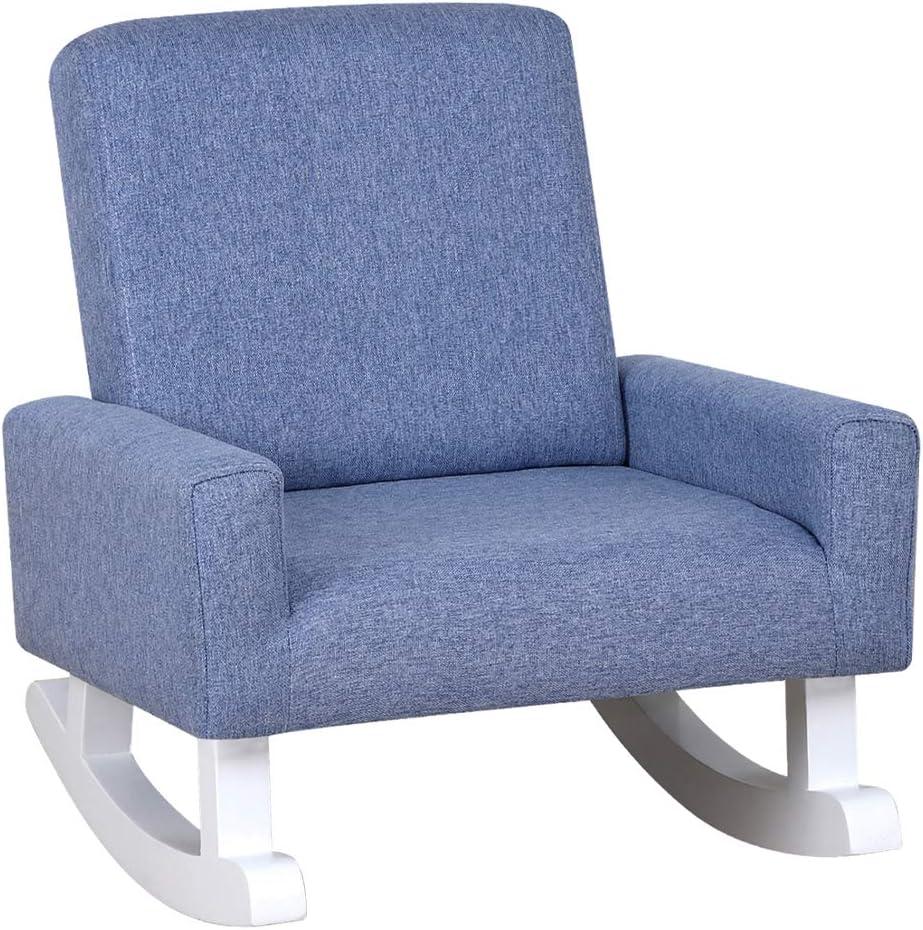 Baby Rocking Chair,Toddler Chair,Kids Chair,Kids Sofa, Shaky Wooden Foot and Linen Fabric,Toddler Rocking Armchair for Boys and Girls Rest (Blue)