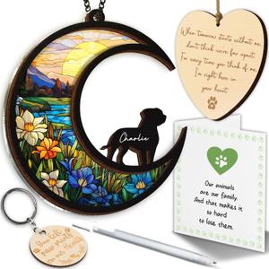 6'' Pitbull Dog Memorial Suncatcher, Personalized Name, Pet Ornament Window Car Hanging, Sympathy Gift for Loss of Pet, Passed Away Remembrance Gift for Dog Lovers 55-SS1