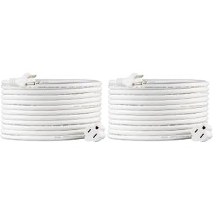 Amazon Basics Extension Cord, 13 Amps, 125V, 20 Foot, White - Pack of 2