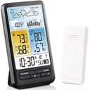 Weather Stations Indoor Outdoor Thermometer Wireless Color Display Temperature Humidity Monitor with Atomic Clock and Adjustable Backlight, Weather Thermometers with Barometer and Moon Phase