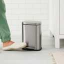 Amazon Basics MINI Trash Can, 1.32 Gallon (5L) Smudge Resistant Rectangular Bin with Soft-Close Lid, Step Foot Pedal, Removable Inner Bucket, Brushed Stainless Steel, for Bathroom, Satin Nickel Finish