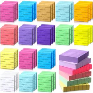 PerKoop 48 Pads Mini Lined Sticky Notes 1.5 x 2 Inch Bright Ruled Stickies Colorful Memo Pads for Students Business Home Office Supplies, 12 Colors, 4800 Sheets