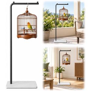 Bird Cage Stand, Hanging Bird Stand with Base, Metal Bird Cage Stand Only, 59" Tall for Parakeet Cage, Round Bird Cage, Small Bird Cages