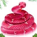 Hiboom Giant Snake Plush 71 Inch Large Stuffed Animal Realistic Stuffed Lifelike Snake for Birthday Party Gifts Decoration Halloween Prank Props (Pink)