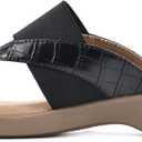 CLIFFS BY WHITE MOUNTAIN Bumble Women's Thong Sandal (6, Black/Croco/Smooth)