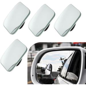 4 PCS Car Blind Spot Mirror, HD Convex Frameless Glass Waterproof Auxiliary Mirror with Adhesive, Universal 360 Degree Large View SUV Truck Rear View Accessory (Silver)
