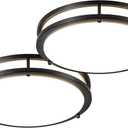 DLLT 2Pack Flush Mount LED Ceiling Light: 13 Inch 5CCT (3000K-6000K) & Dimmable Ceiling Light Fixtures for Bedroom Hallway - 24W Modern Black Super Bright Kitchen Lighting Fixtures Ceiling