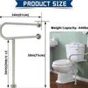 HECASA 24 Inch Handicap Grab Bars Rails 304 Stainless Steel Toilet Handrail Bathroom Safety Bar Wall Mount Floor Support Assist Bar for Disabled Elderly Mounted Bath Grips