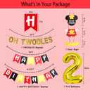 Nyhpar Cartoon 2nd Birthday Party Supplies Oh Twodles Theme Party Decorations Includes Felt Banner,Welcome Hanger Door Sign, Tablecloth,Cake Cupcake Toppers,Mouse Head Balloons, Latex Balloons