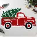 Tinideya Christmas Bathroom Rugs, Water Absorbing Bath Mat with Non Slip Backing Xmas Decorative Doormat for Winter Christmas Kitchen Floor Home Decoration(Truck,27.56 Inch) (9" x 11" (Rectangular))