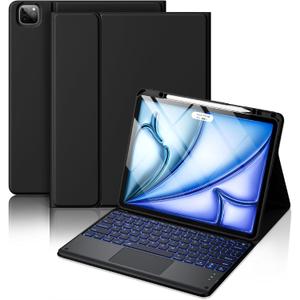 Hamile for iPad Air 13-inch Case Keyboard (M3/M2) - Magnetic Wireless Keyboard with Multi-Touch Trackpad 7 Colors Backlit Stain Proof Folio Cover for iPad Pro 12.9 6th 5th 4th 3rd Generation - Black