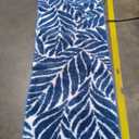 Blue Bathroom Runner Rug - Blue Long Bath Mat Runner Large Leaf Bath Rugs Non Slip Washable Bath Rug for Bathroom Floor, Cute Restroom Rug, Plant Absorbent Bathmat Botanical Decor 24" x 60" (Navy)