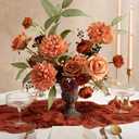 Ling's moment Artificial Flowers Fake Silk Dahlia Faux Foam Roses Combo for DIY Wedding Bouquets Centerpieces Arrangements Bridal Shower Party Home Decorations, Amber & Terracotta, 23pcs