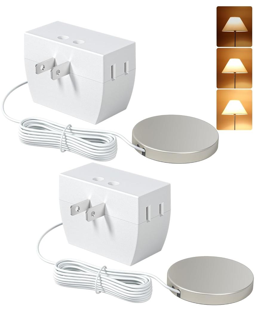 DEWENWILS 2 Pack Touch Dimmer Switch, Touch Pad Control with 3 Levels of Dimming, Dimmable LED/CFL Lights, and Incandescent Bulbs, Extension Cord, ETL Listed, White