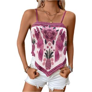 Milumia Women's Tropical Boho Beach Cami Top Summer Vacation Bandana Tops (S)