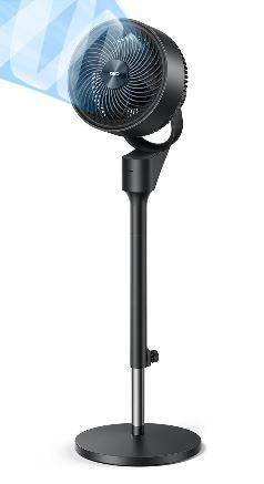 Dreo Fan for Bedroom, 80 Oscillating Standing Fan, 25dB Quiet, 80ft Pedestal Fans for Home Office, 90 Manual Vertical, 3 Speeds, 34-41" Adjustable Height, Air Circulator (Black)