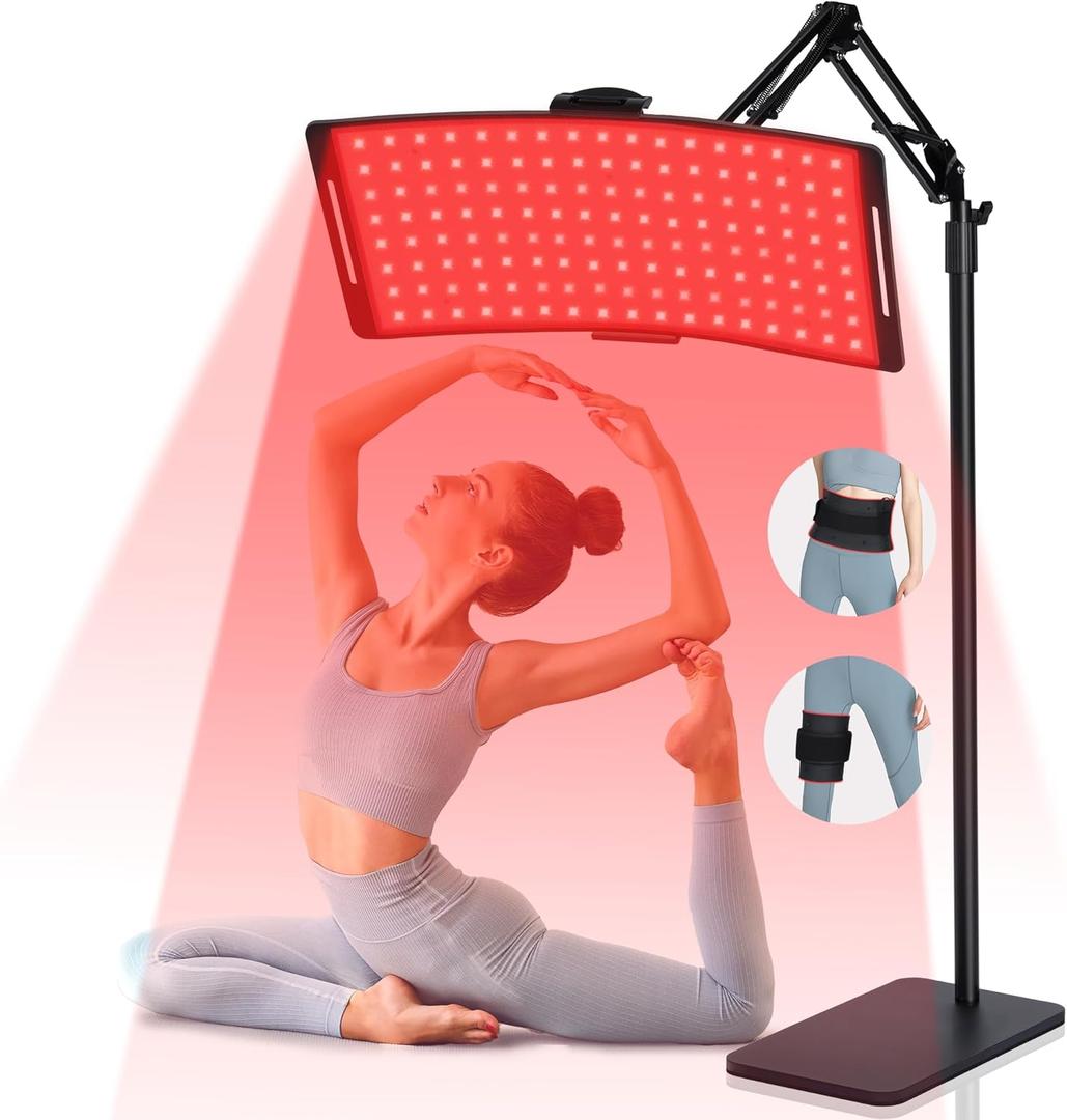 KingPavonini Red Light Therapy for Body, 2-in-1 Red Light Therapy Lamp Convertible to Wearable Belt, 9 Modes, 660nm Red & 850nm Infrared Light Therapy for Face Back Waist Knee, Mucsle Recovery