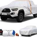 Car Cover Waterproof All-Weather,Heavy-Duty Outdoor Full Exterior Automobiles Truck(Length up to 210 inch) with Windshield Sun Shade Universal Fit Nissan Frontier,Ford F100,Chevy C10 S10 etc