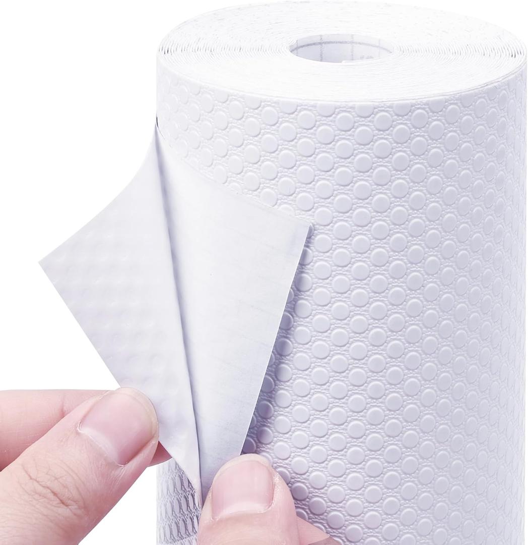 Cabinet Shelf Liner Peel and Stick: Self Adhesive Cabinets Paper - 15.7 in x 12 FT Non-Slip White Drawers Liners - Easy to Cut, Removable, PABUSIOR Cupboard Liner for Pantry Shelves, Countertops