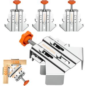 4PCS Corner Clamps For Woodworking, Durable Rust&Corrosion Resistant Upgraded 90 Degree Stainless Steel Right Angle Clamp with Adjustable Swing Jaw For Wood, Metal Pipe, Steel Rod And Glass.