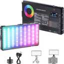 NEEWER Basics RGB Video Light, 8W 2700K-7500K Portable Full RGB Colors 17 Scenes CRI97, 4000mAh Rechargeable Metal Small LED Camera Panel Lighting for DSLR Tripod Streaming Video Recording, SL90C