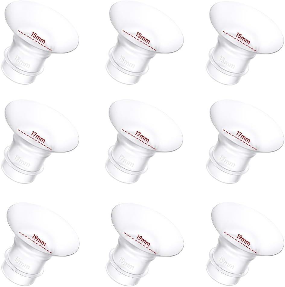 Flange Inserts 9PCS 15/17/19mm*3 Compatible with Momcozy S9/S9pro/S10/S12/S12pro/Spectra/Medela/TSRETE 24mm Breast Pump Shields/Flanges,Reduce 24mm Tunnel Down to Correct Size
