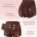 High Waisted Boyshorts Underwear for Women Tummy Control Sexy Mesh No Show Shapewear Panties for Ladies (Black, M)