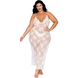 Dreamgirl Women's Plus White Gown & G-String (1X)