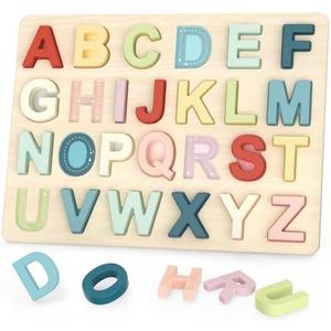 Zeoddler Alphabet Puzzles, ABC Preschool Learning Toys, Wooden Toys for Toddlers, Alphabet Shape Puzzles for Kids, Gift for Girls Boys