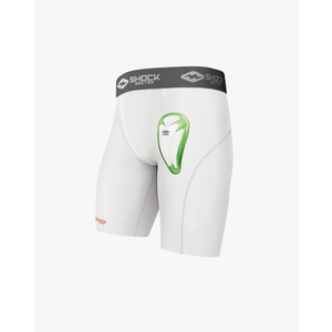 Shock Doctor Compression Shorts with Protective Bio-Flex Cup, Moisture Wicking Vented Protection, Youth Size YTH