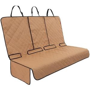 Lusso Gear Dog Car Seat Cover for Back Seat - Tan, Universal Fit - Waterproof & Non-Slip Oxford Fabric Backseat Protector - Backseat Liner for SUV & Truck