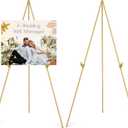 Display Artist Easel Stand - 63" Instant Tripod Collapsible Portable Floor Easel - Easy Folding Adjustable Art Poster Metal Stand for Display Show, Wedding, Painting - Gold