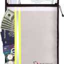 ROLOWAY Fireproof Document Bag (15 x 11 inch) with 2 Pockets & Waterproof Zipper, Fire Safe Envelope Bag for Cash, Legal Documents (Silver)