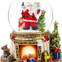 Santa Claus Fireplace Musical Snow Globe,Automatic Snowfall & Fireplace Flame Music Box,Christmas Home Decoration,Ideal Gifts for Family, Girlfriend, Friends,Plays 8 Classic Christmas Tunes