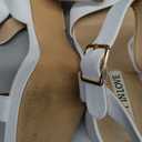 JOY IN LOVE Women's Chunky Platform High Heels Ankle Strap Block Heel Sandals (7, White Matte)