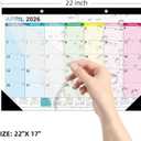 ZTX Desk Calendar 2026 Calendar Wall Calendars 2026-2027-18 Month Planner Extra Large 22"x17" Jan. 2026-Jun.2027 Clear Plastic Cover for Home Office School Colorful
