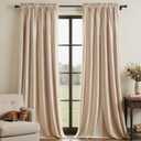 Champagne Beige Velvet Curtains 96 inches for Living Room Luxury Room Darkening Curtain Elegant Bedroom Thermal Insulated Modern Heavy Thick Soft Soundproof Rod Pocket Window Drapes Set of 2 Panels