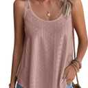Women's Tank Tops Summer Sleeveless Casual Spaghetti Strap Blouses Eyelet Embroidery Loose Fit Tunic Shirts (Small, Dirty Pink)