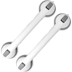 2-Pack Grab Bars for Bathtubs and Showers, 16 inch Shower Handle Suction Shower Bar, Safety Bars for Shower Chair, Bathroom Grab Bar for SeniorNo Drilling Removable (Gray, 16 inch)