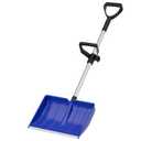 Snow Shovel for Driveway: Ergonomic Dual D-Handles for Less Back Strain - Aluminum Wear Strip Cleaning Shovel - Lightweight & Portable Snow Removal Tool for Car Camping Outdoor (Blue)