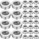 Zubebe 50 Pcs Aluminum Tin Jar Refillable Containers Clear Top Screw Lid Round Tin Container Bottle for Cosmetic, Cream, Diamond Painting, Salves, Balms, Lip Balm, Spices or Others, Silver (1 oz)