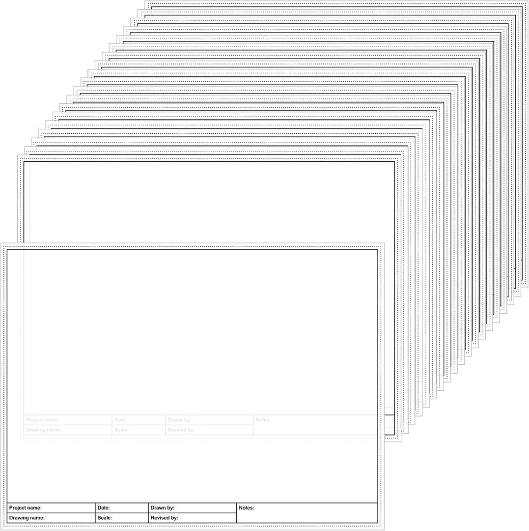 HCEWSBFD 20 Sheets Architectural Vellum Paper Drafting Vellum Paperss Sheets 24" x 18" White Translucent Drafting Paper-s Rag with Border and Title Block for Drawing Sketching Architecture Building