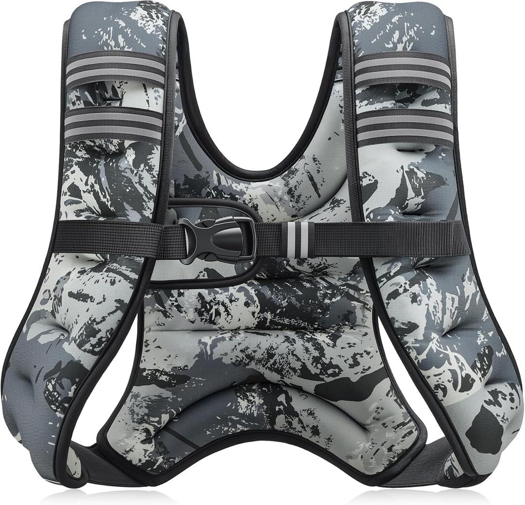 ZELUS Weighted Vest, 6lb/8lb/12lb/16lb/20lb/25lb/30lb Weight Vest with Reflective Stripe for Workout, Strength Training, Running, Fitness, Muscle Building, Weight Loss, Weightlifting (Urban Gray Camo)
