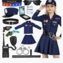 Luucio Police Officer Costume for Girls, Police Costume for Kids with Cop Gear Uniform, Halloween Costumes for Girls Medium