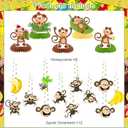 Jungle Monkey Birthday Party Decorations, Monkey Party Decor Supplies Includes Happy Birthday Banner Banana Hanging Swirls Honeycomb Centerpiece