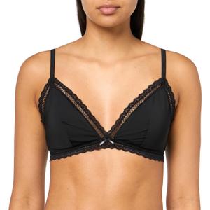 HUGO Women's Unique Lace Trim Triangle Bra (Large, Night Black)